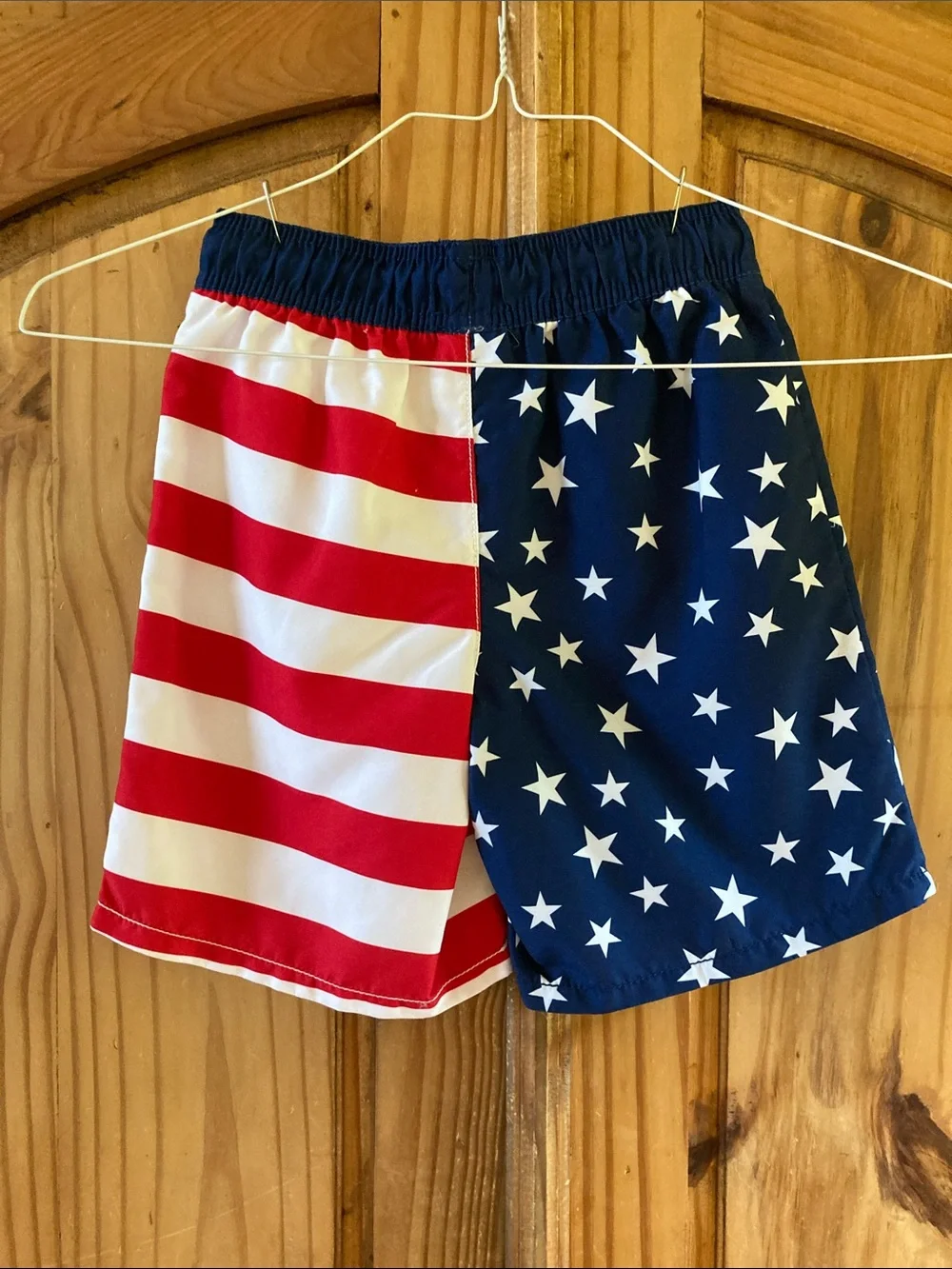 Boys OshKosh red white blue swim shorts size 7